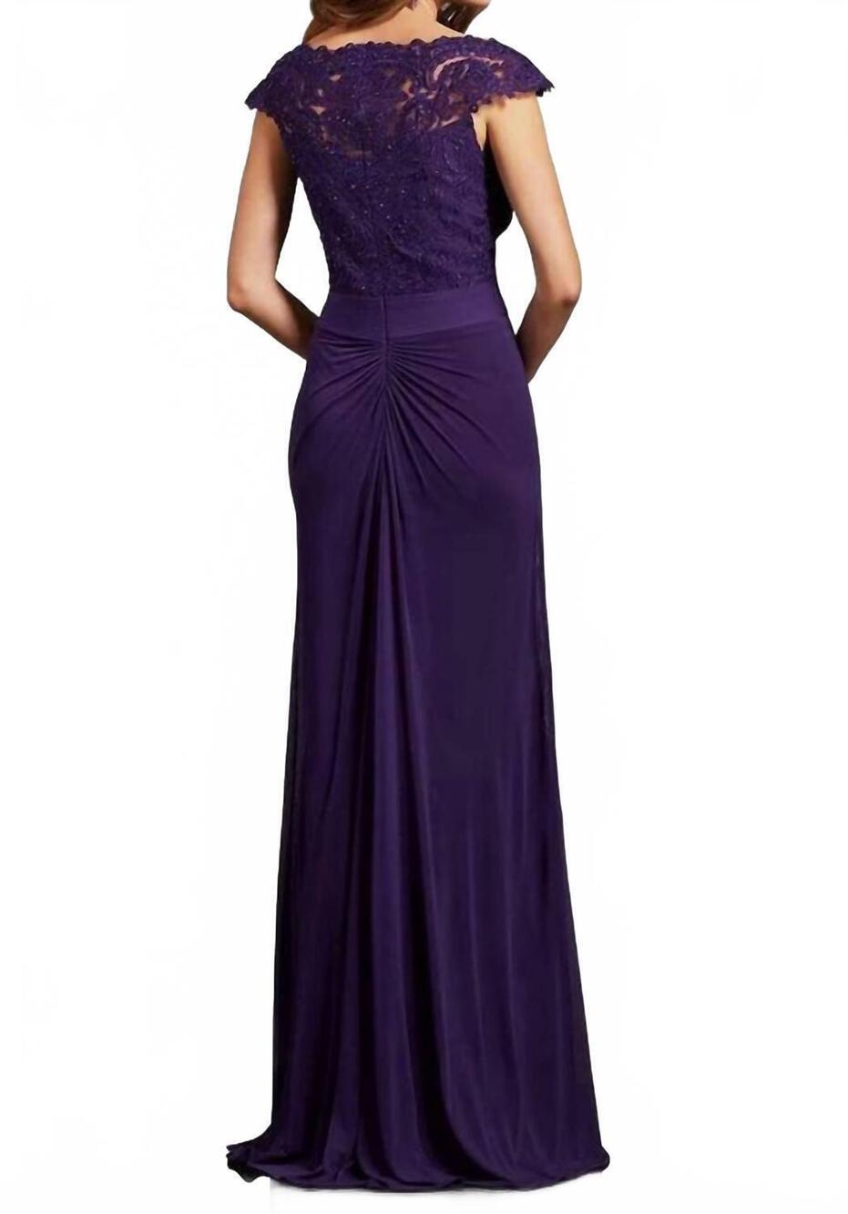 NEW CLARISSE cap sleeve sheath formal dress in purple - Picture 2 of 2